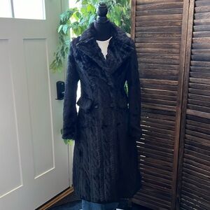 Faux fur Cable Black Double breasted coat! Classic and cozy!